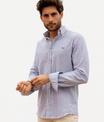 Blauw gestreept linnen-katoen shirt – Regular Fit –cstmx outlet
