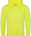 Just Hoods Electric Hoodie in opvallend fluogeel, met verstelbare capuchon en kangoeroezak, gemaakt van zachte katoenmix voor comfort en stijl.