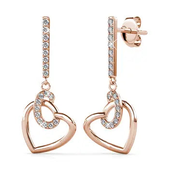 Rosekleurige hart oorbellen met zirconia – jvr outlet